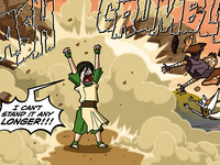 Toph bursts out from the earth