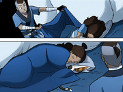 Sokka cubre a Katara