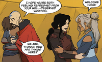 Korra and Asami being welcomed