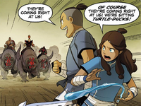 Sokka and Katara run