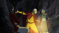 Tenzin, Kya, and Bumi argue