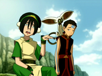 Toph, Aang, and Momo