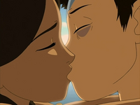 Aang and Katara kiss in a dream