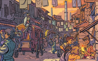 Bustling street in Cranefish Town