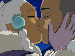 Sokka and Yue kiss