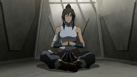 Korra meditating