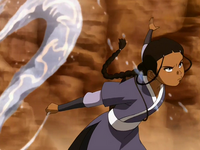 Katara uses the water whip