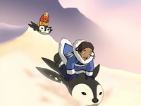 Penguin sledding