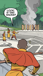 Tenzin notices the smoking gates