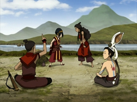 Toph and Katara argue