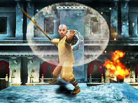 Aang airbending in The Last Airbender game