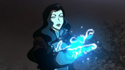 Asami charging an electrified glove