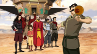 Team Avatar holds an airbending show