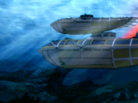 Waterbending-powered submarine side-view