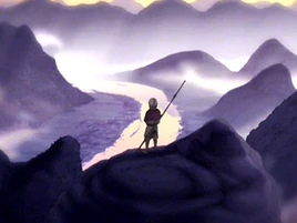Aang standing on mountain