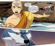 Aang negociando con el lobo