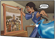 Katara detiene a Aang