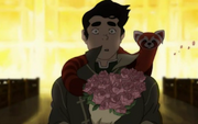 Bolin ve el beso de Korra y Mako