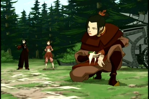 Azula ziet dat er een dwaalspoor is en splitst haar Azula's elite team.