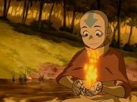 Aang hace Fuego Control por primera vez