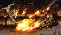 Aang avoids Zuko's attack