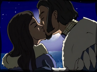 Gyomo and Sakari kissing on their wedding night.