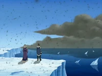  and  watching the black snow fall.