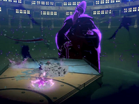 Trapping  in an illusion of the , Hundun's gigantic shadow clone constantly mocked and attacked her.