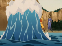 Aang creates a wave