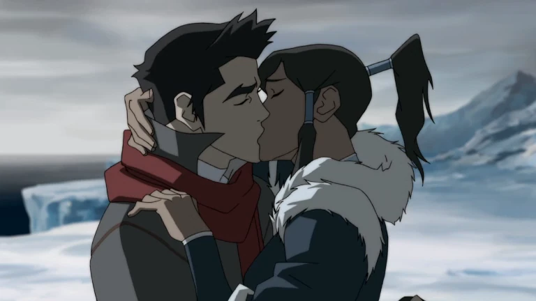 Korra und Mako küssen sich