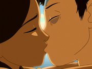 Aang imagina que besa a Katara