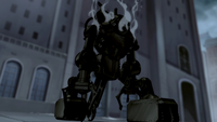 A destroyed mecha tank