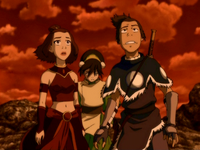 Sokka, Suki y Toph