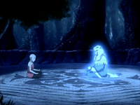 Aang speaks to Kuruk's spirit