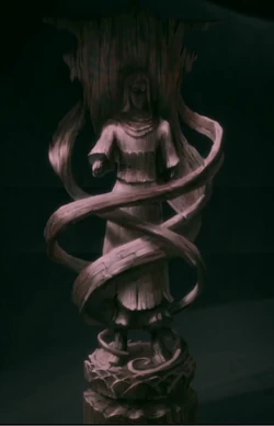 Beeld van Wan met Raava, gevonden door Jinora tijdens de zonnewende in de Zuidelijke luchttempel