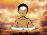 Aang tijdens meditatie.