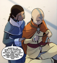 Katara reminding Aang