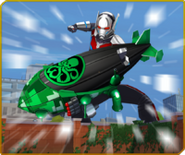 Ant-Man in his Giant-Man costume destroying a HYDRA blimp.