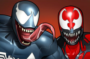 A few of the Top Symbiotes in an ad during the Spider-Man Event