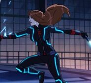 Black Widow's new costume charged up.