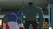 Hulk explains to Captain America about his gamma body taking a toll on his metabolism.
