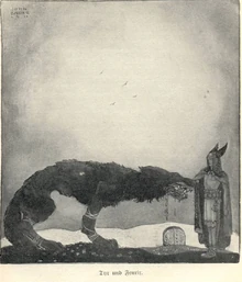 Tyr und Fenrir – Gemälde von John Bauer (1911)