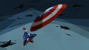Captain America using his shield