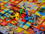 The game in-play with all the game-pieces on show.