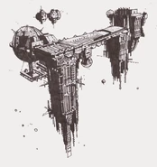 Inverted cathedral concept art of the refinery by Ridley Scott.
