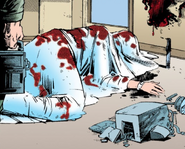 Maria's covered corpse after being fatally attacked in her home.