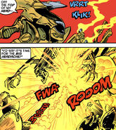 A.T.A.X. fires an Alienator missile at the Queen, killing her.