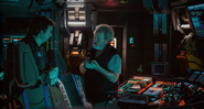 McBride talking with Ridley Scott on the set of Alien: Covenant