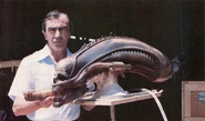 Rambaldi with a sculpt of the Alien's head.