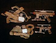 The two versions of the laser pistol props. The top one is based on the Rexim-Favor and the bottom one is based on the Webley Junior Mk.II.